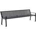 Global Industrial 8ft Outdoor Bench with Back, Vertical Steel Slat, Black 694855BKKD